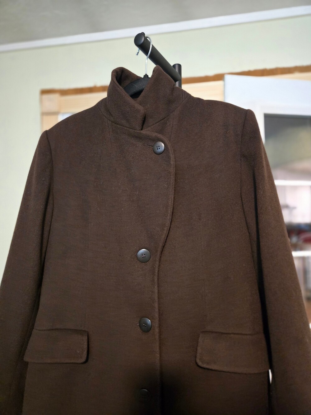 Anne Klein II Long Brown Wool Blend Coat Women's Outerwear - Wool / Brown / 6 - Picture 14 of 15
